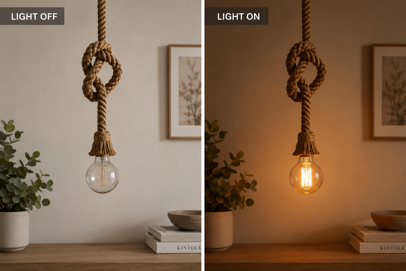 Rustic American Style Woven Rope Pendant Light